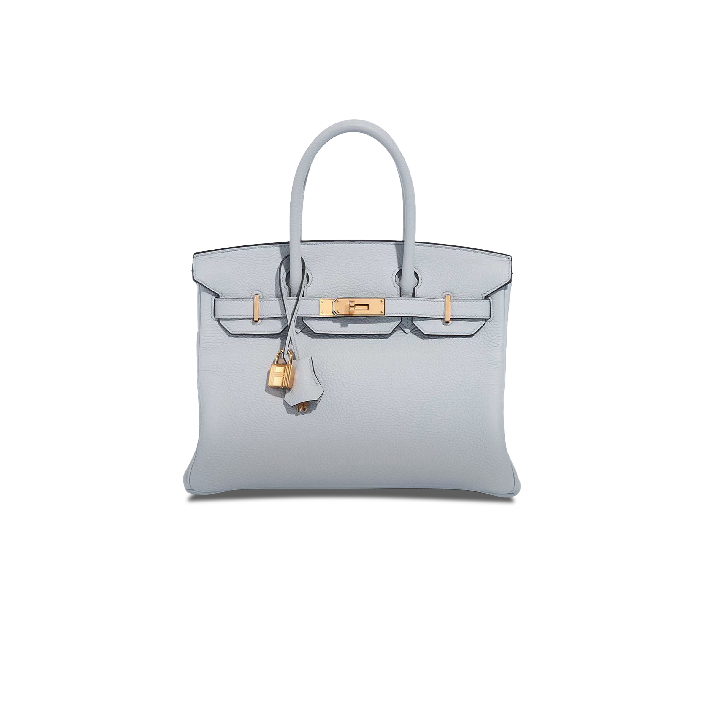 HERMES BIRKIN 30 TOGO LEATHER PLATINUM BAG GLACIER BLUE GOLD BUCKLE 2325 (30*20*13cm)